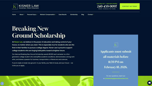 Kisner Law Breaking New Ground Scholarship
