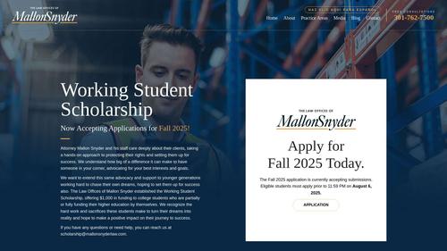 The Law Offices of Mallon Snyder Working Student Scholarship