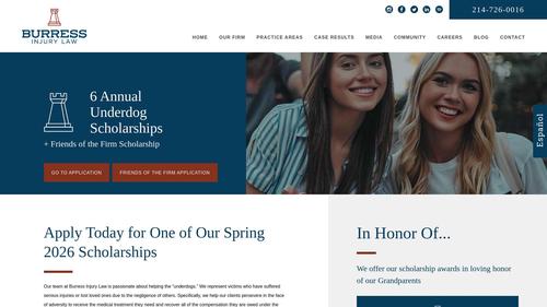 Burress Injury Law Underdog Scholarships